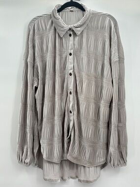 Free People My Best Button Up Oversized Shirt Top Tunic Velvet 54” Chest Medium?